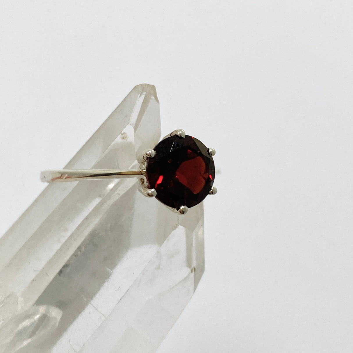 Garnet Round Faceted Ring Size 10 PRGJ925