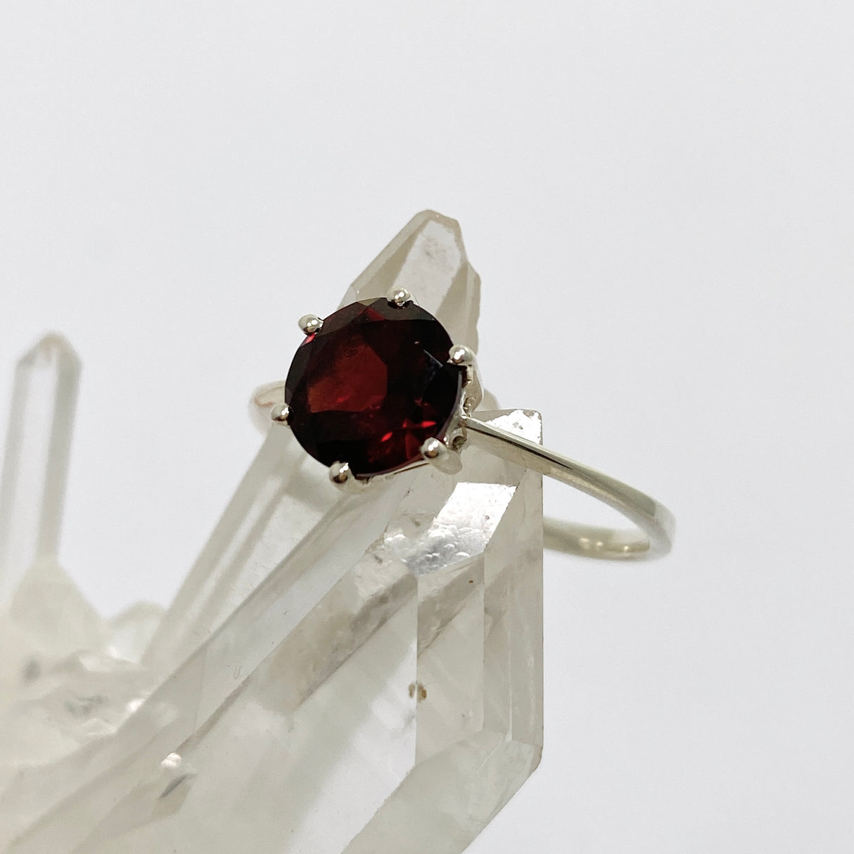 Garnet Round Faceted Ring Size 10 PRGJ925