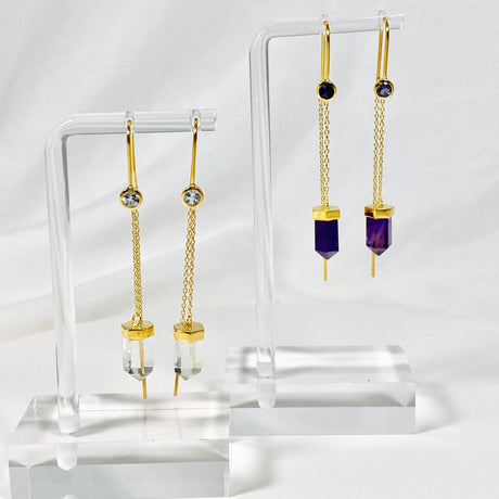 Gemstone and Gold Plated Thread Earrings - Nature's Magick