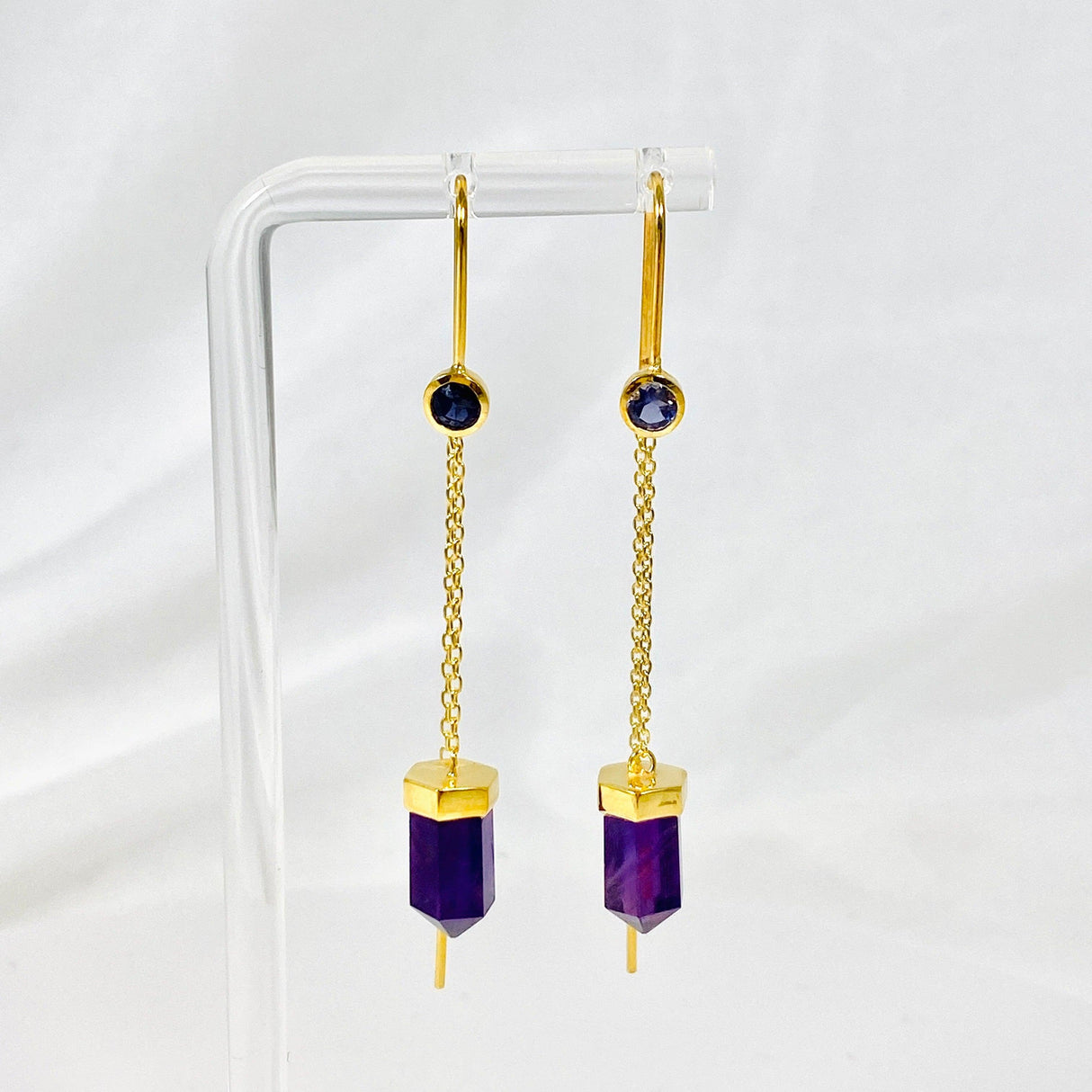 Gemstone and Gold Plated Thread Earrings - Nature's Magick