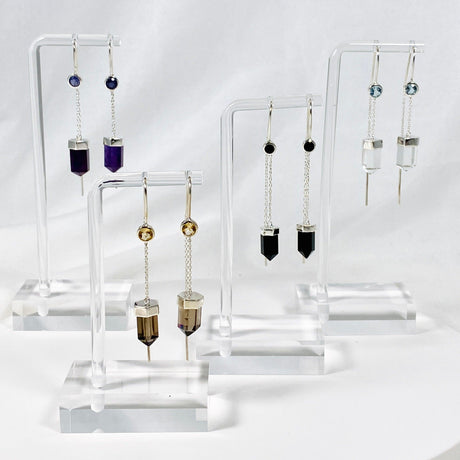 Gemstone and Silver Thread Earrings - Nature's Magick