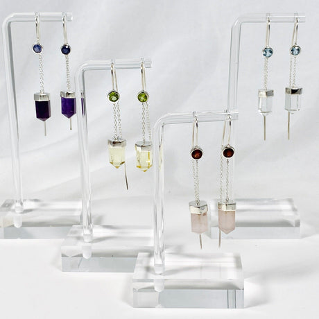 Gemstone and Silver Thread Earrings - Nature's Magick