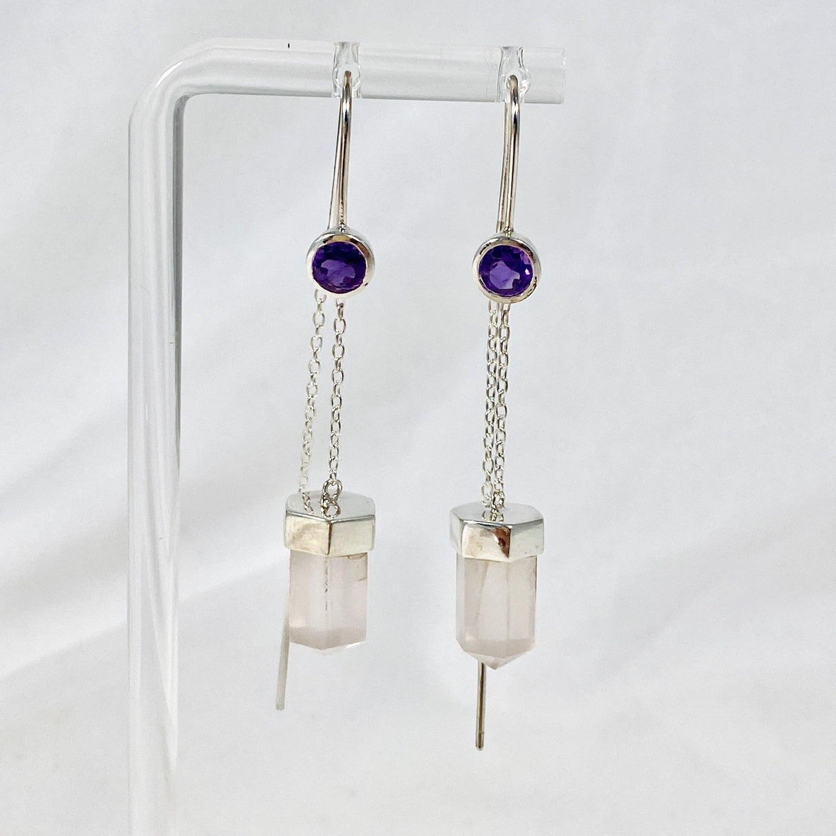 Gemstone and Silver Thread Earrings - Nature's Magick