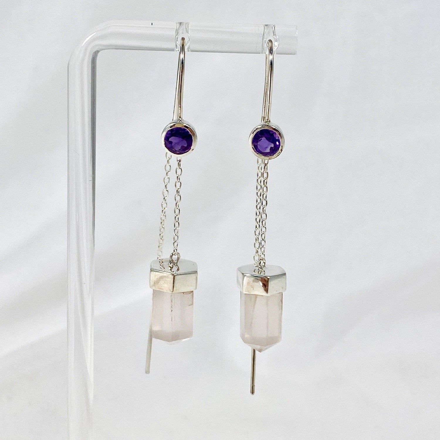 Gemstone and Silver Thread Earrings - Nature's Magick