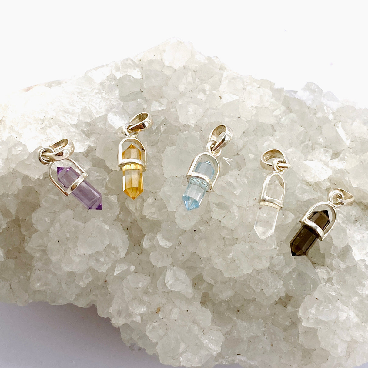 Gemstone Double Point Pendant (Vertical) PPGJ1010