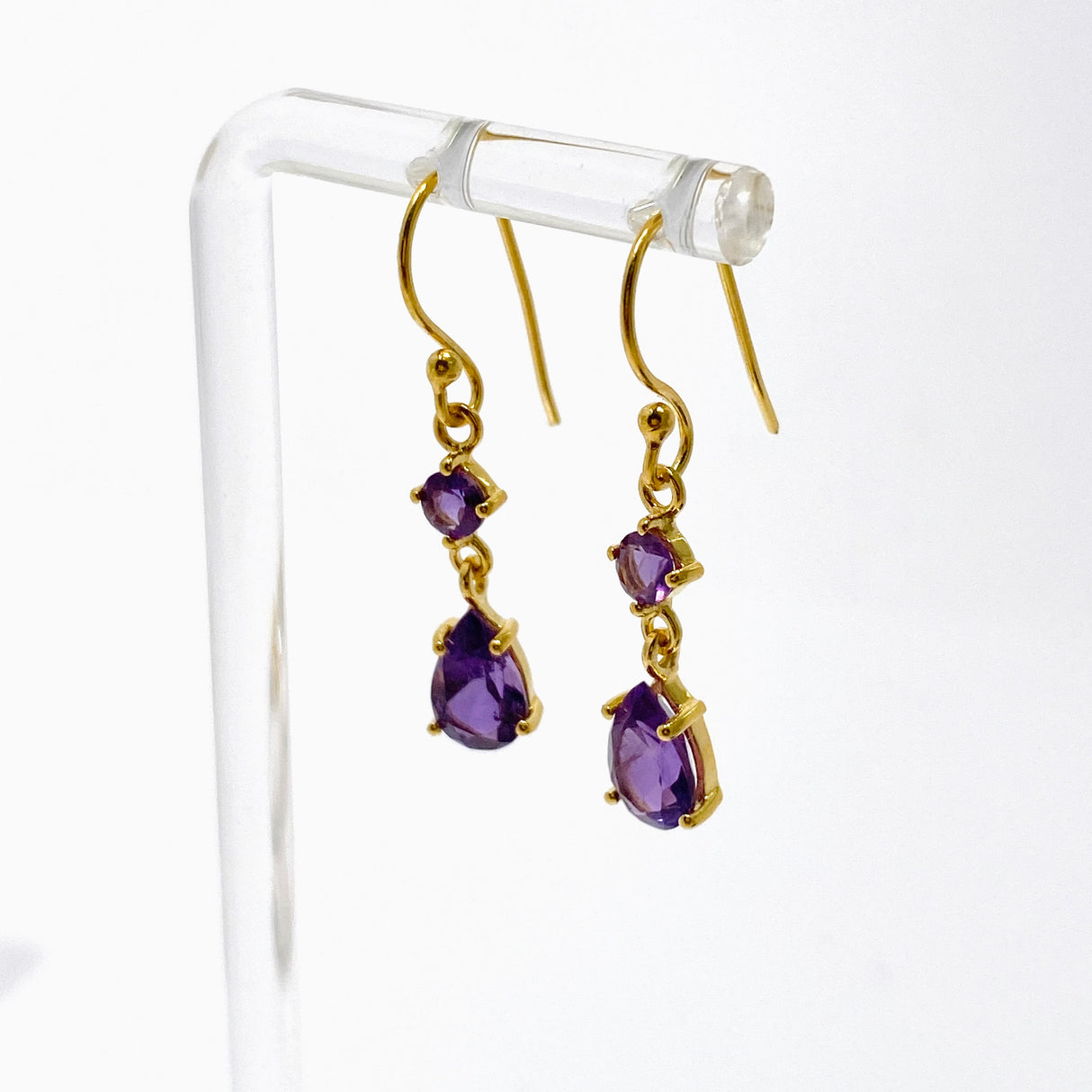 Gemstone Faceted 1 micron Gold Plated Double Drop Earrings PEGJ368