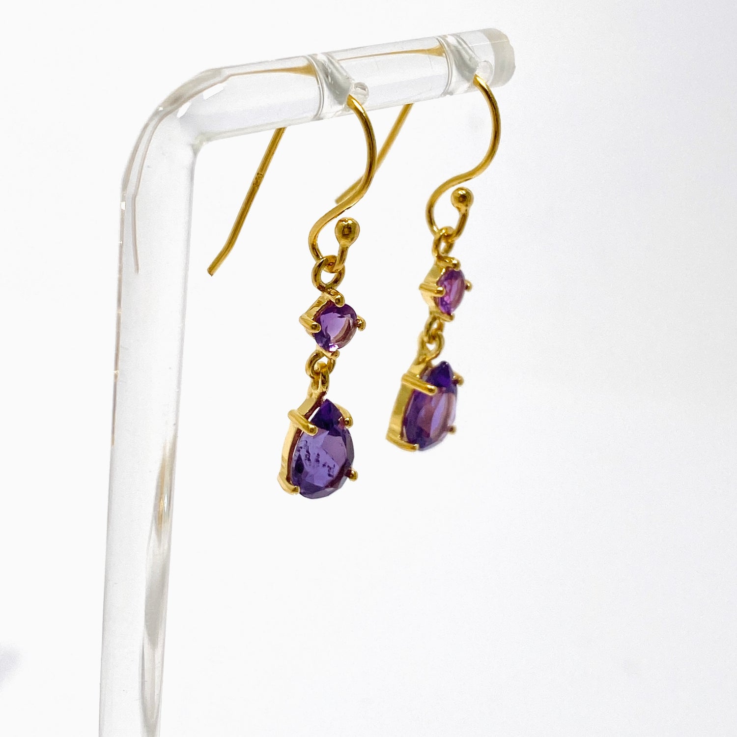 Gemstone Faceted 1 micron Gold Plated Double Drop Earrings PEGJ368