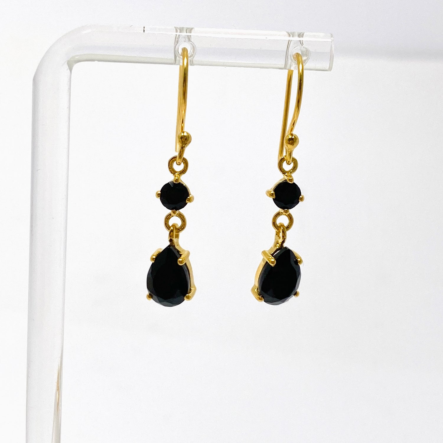 Gemstone Faceted 1 micron Gold Plated Double Drop Earrings PEGJ368
