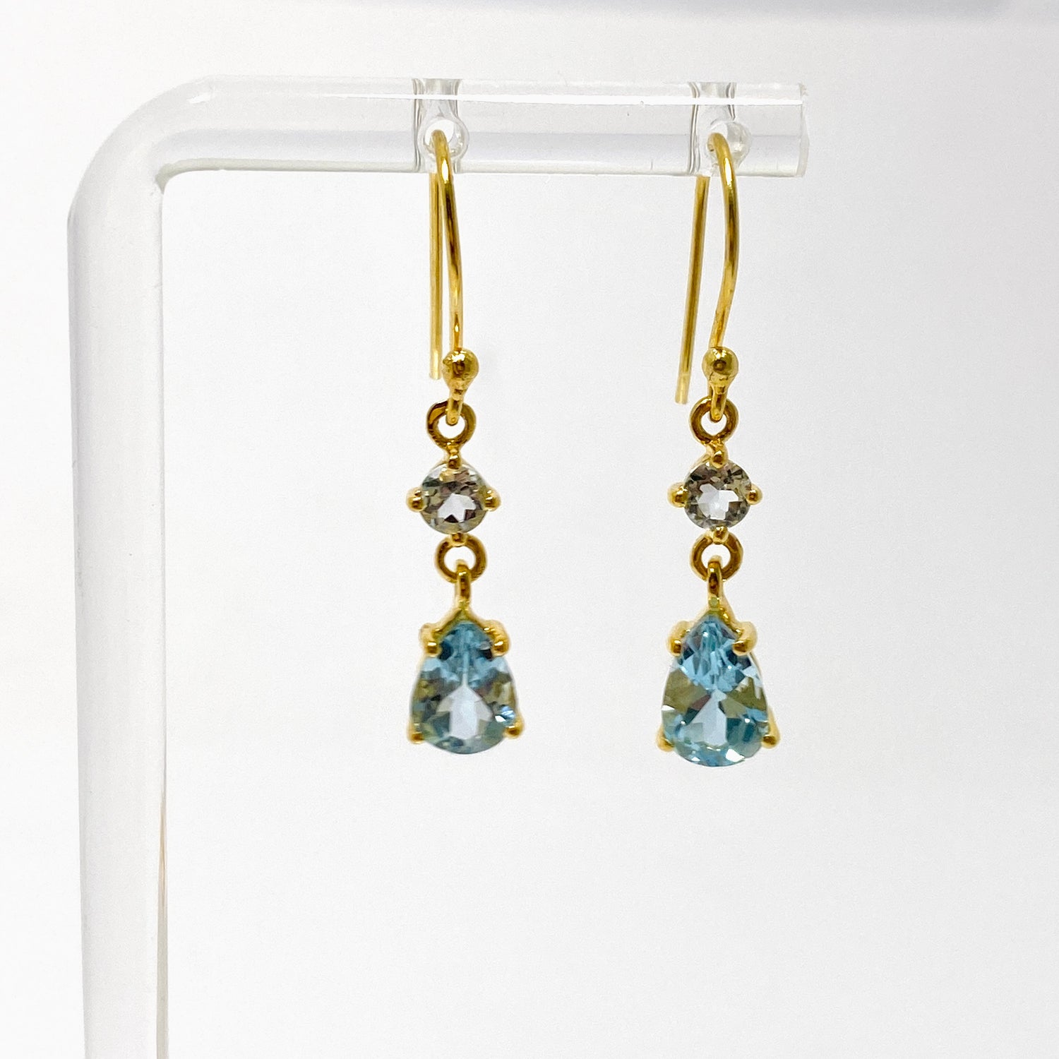 Gemstone Faceted 1 micron Gold Plated Double Drop Earrings PEGJ368