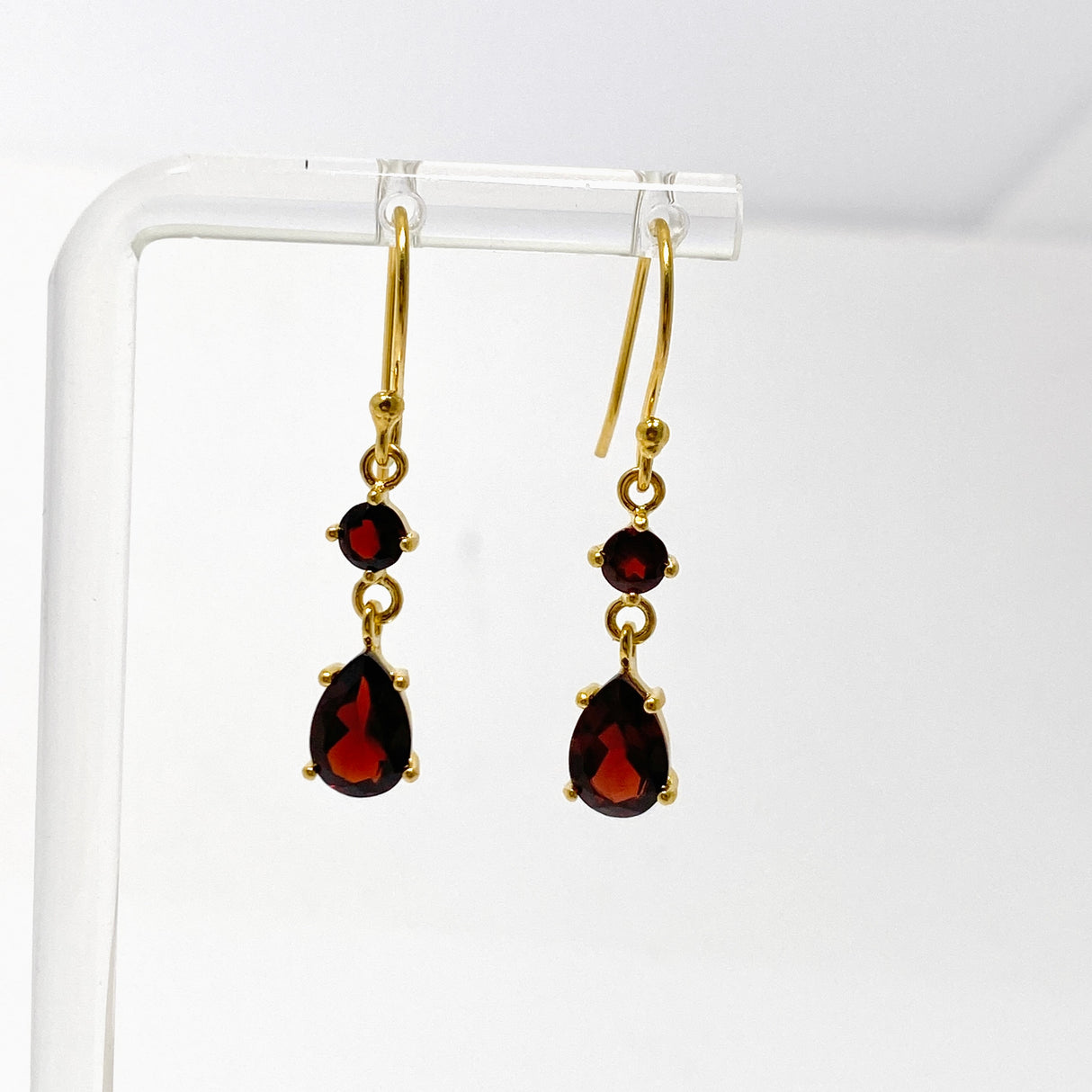Gemstone Faceted 1 micron Gold Plated Double Drop Earrings PEGJ368