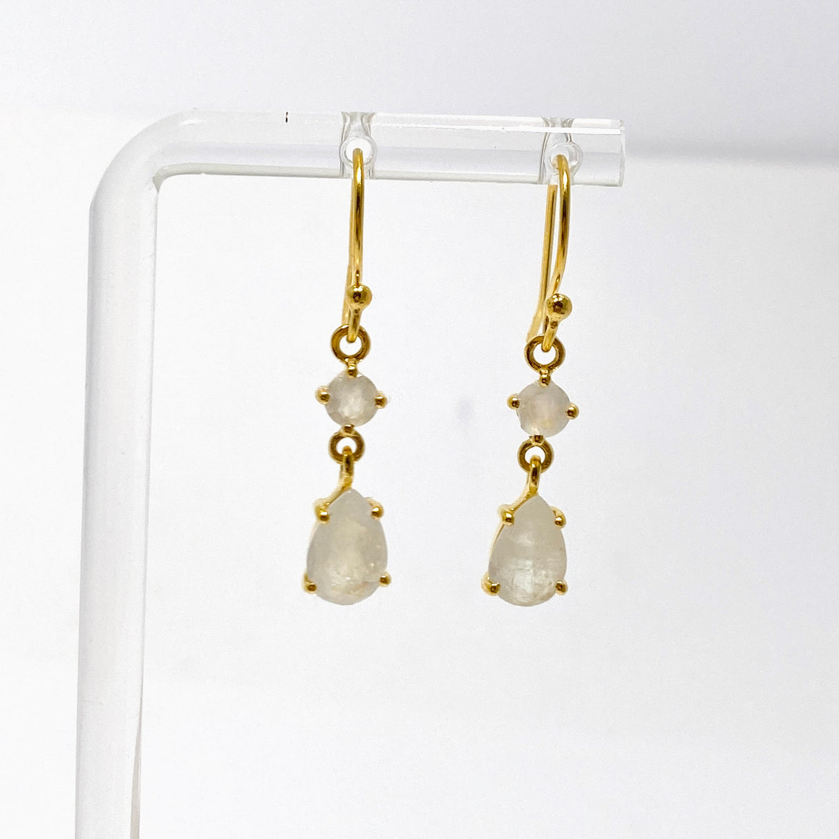 Gemstone Faceted 1 micron Gold Plated Double Drop Earrings PEGJ368