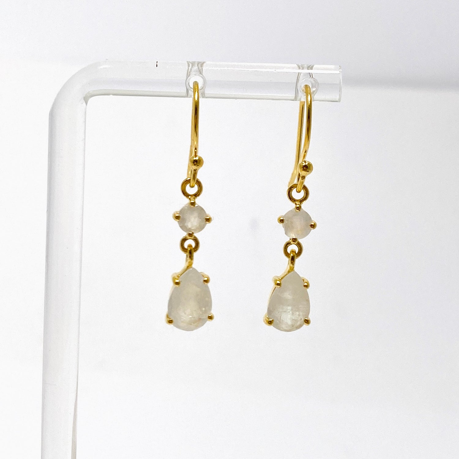 Gemstone Faceted 1 micron Gold Plated Double Drop Earrings PEGJ368