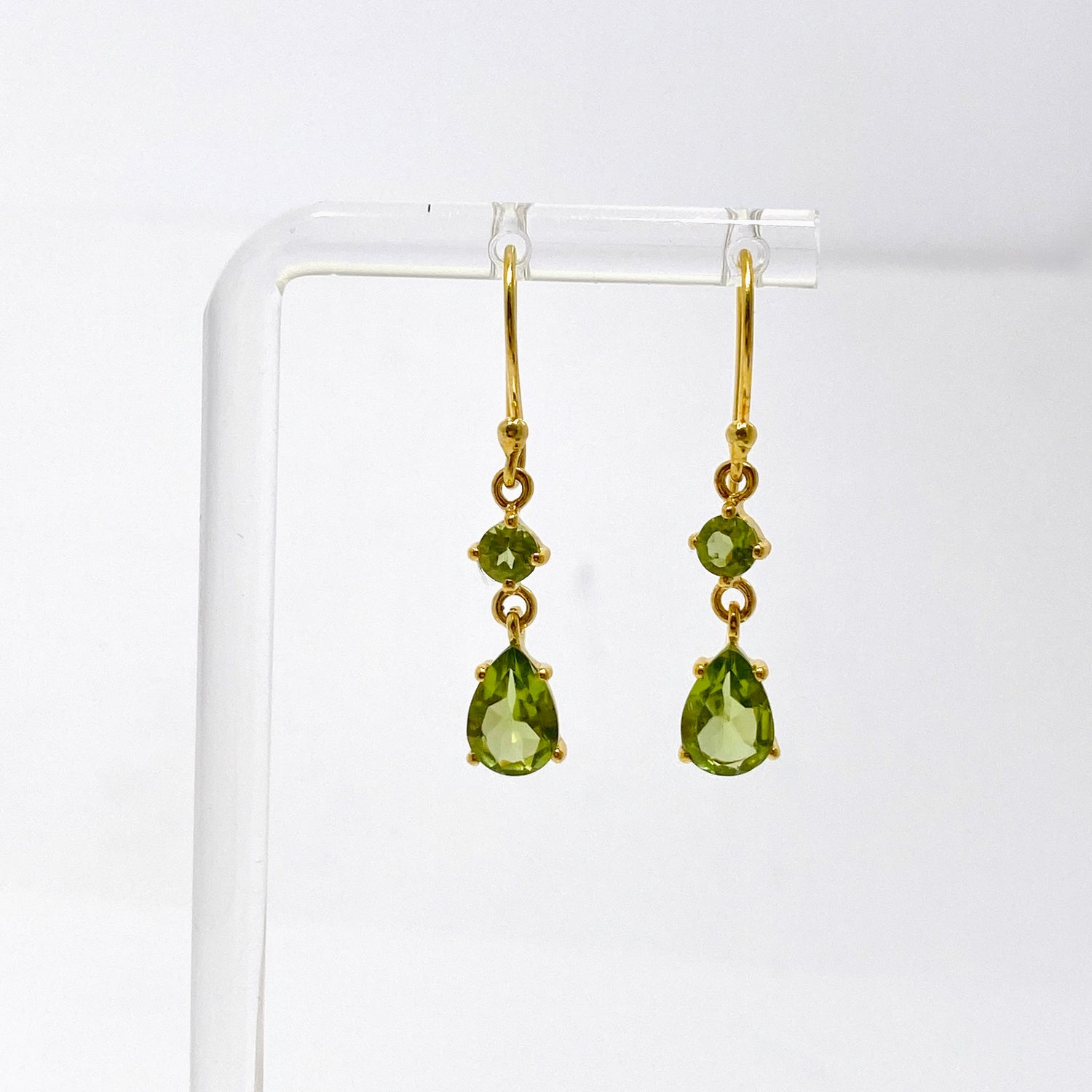 Gemstone Faceted 1 micron Gold Plated Double Drop Earrings PEGJ368
