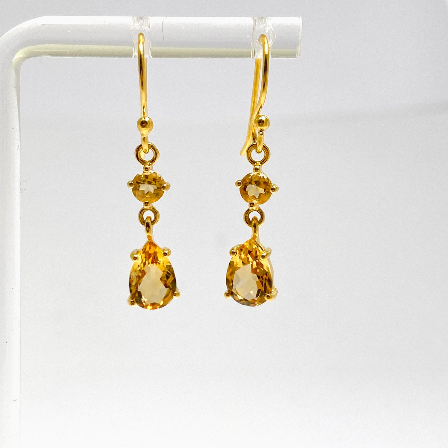 Gemstone Faceted 1 micron Gold Plated Double Drop Earrings PEGJ368