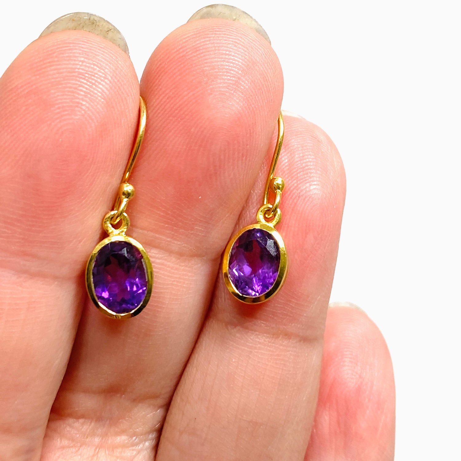 Gemstone Oval Faceted 1 micron Gold Plated Channel Set Drop Earrings PEGJ365