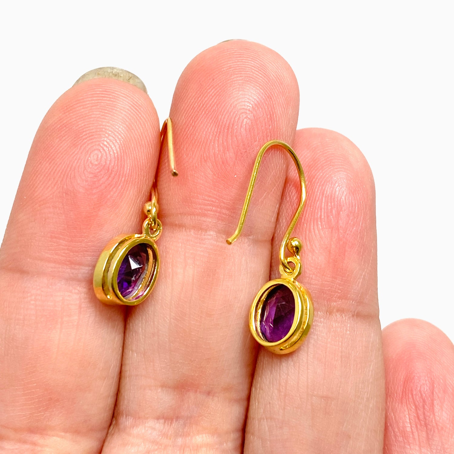 Gemstone Oval Faceted 1 micron Gold Plated Channel Set Drop Earrings PEGJ365