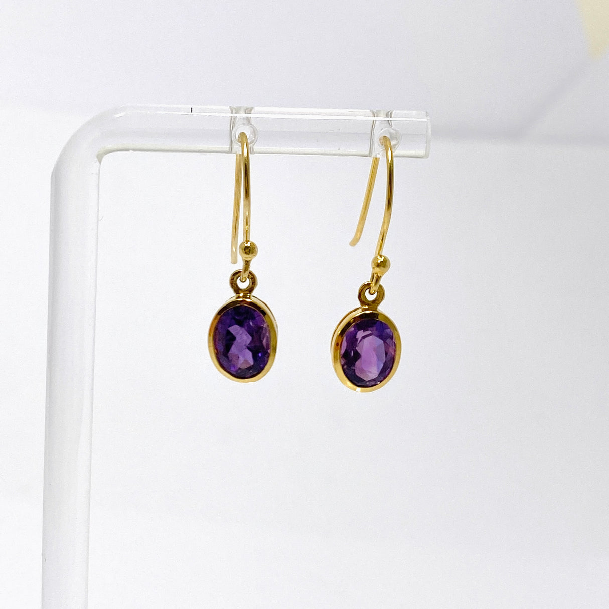 Gemstone Oval Faceted 1 micron Gold Plated Channel Set Drop Earrings PEGJ365