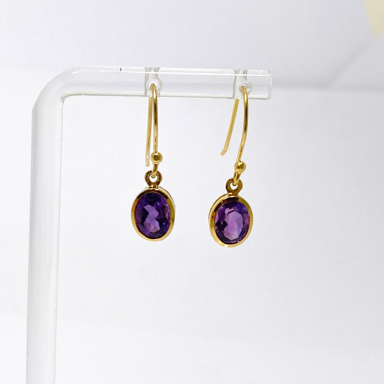 Gemstone Oval Faceted 1 micron Gold Plated Channel Set Drop Earrings PEGJ365