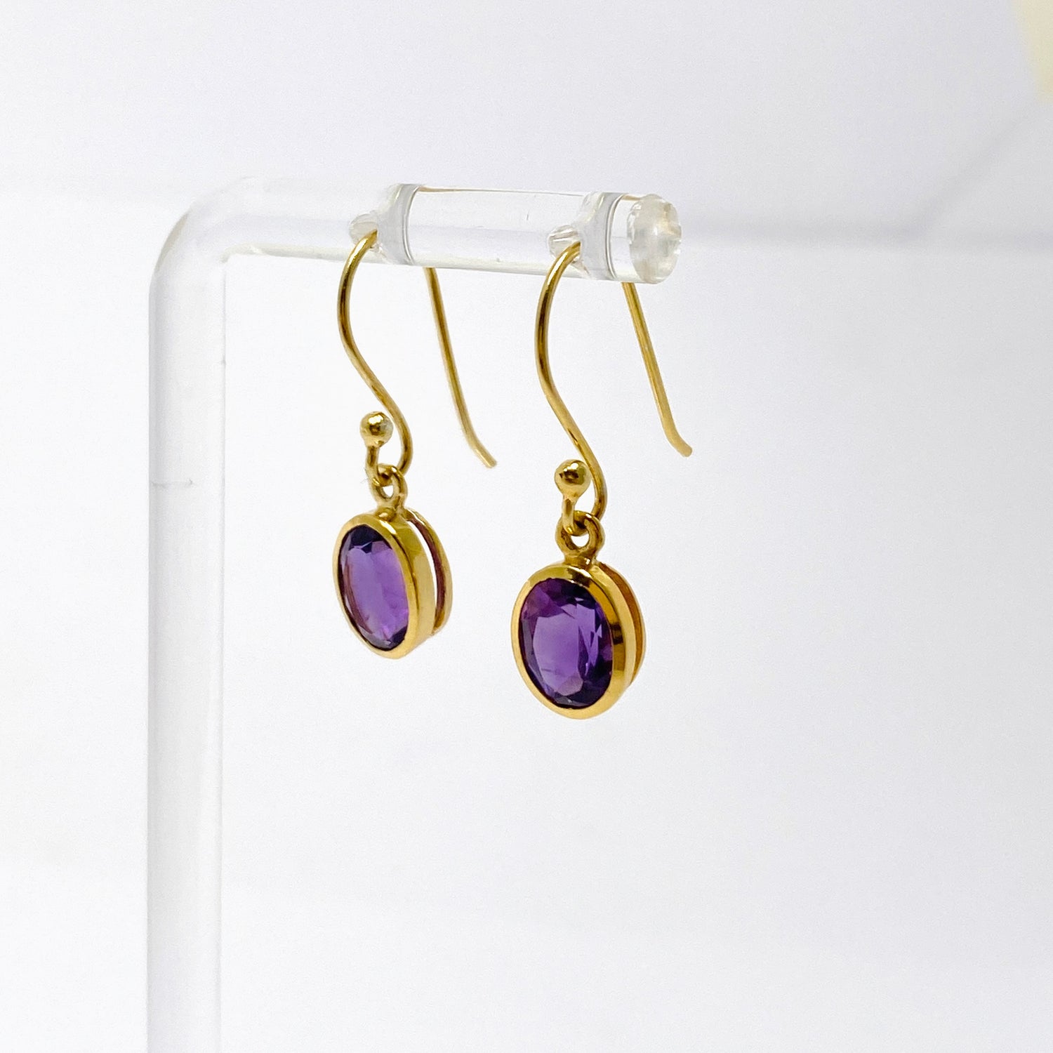 Gemstone Oval Faceted 1 micron Gold Plated Channel Set Drop Earrings PEGJ365