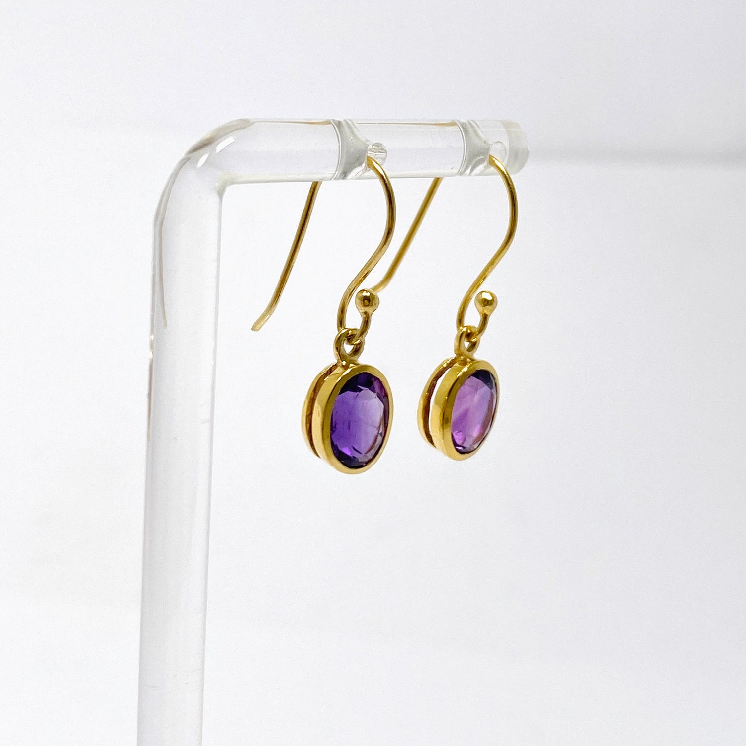 Gemstone Oval Faceted 1 micron Gold Plated Channel Set Drop Earrings PEGJ365