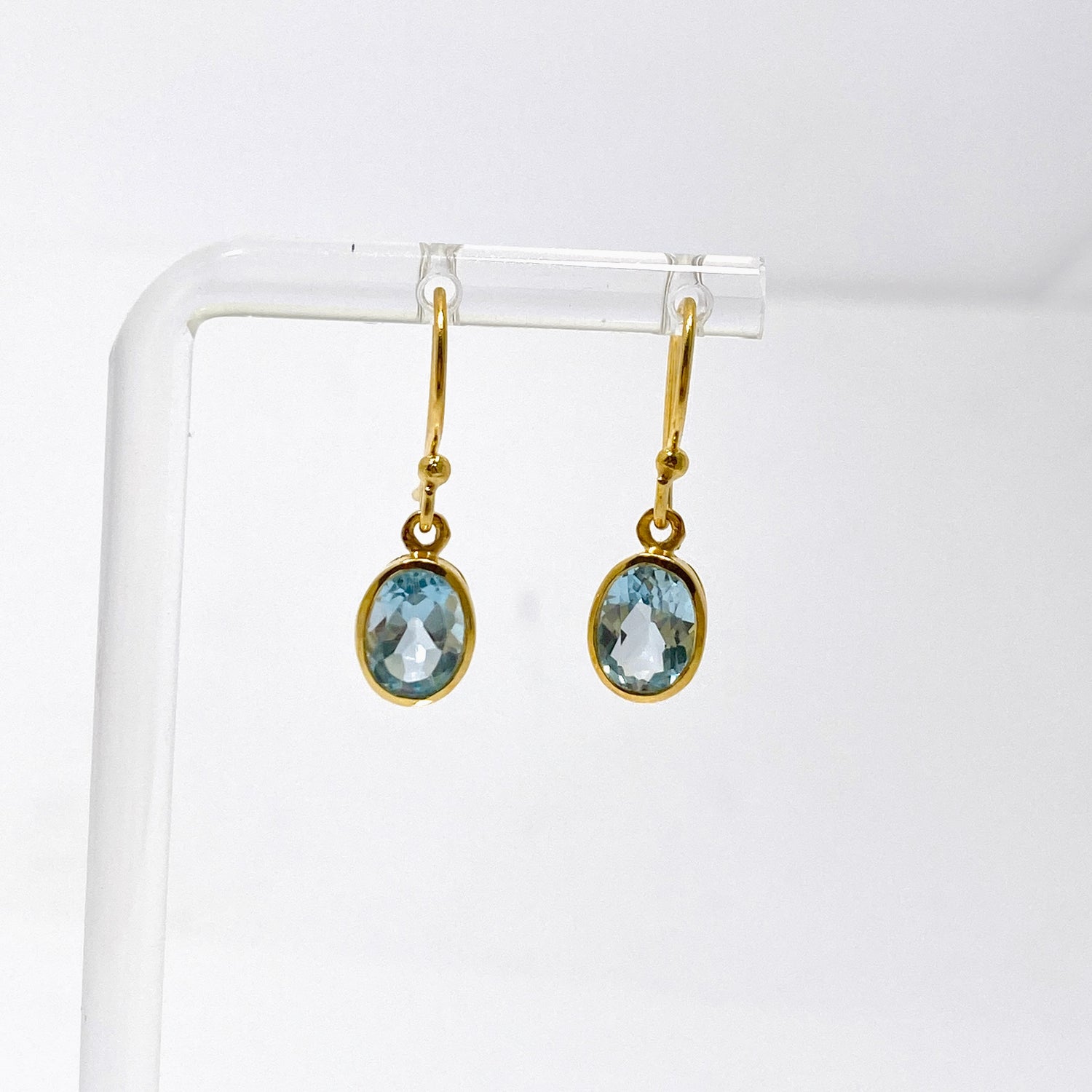 Gemstone Oval Faceted 1 micron Gold Plated Channel Set Drop Earrings PEGJ365