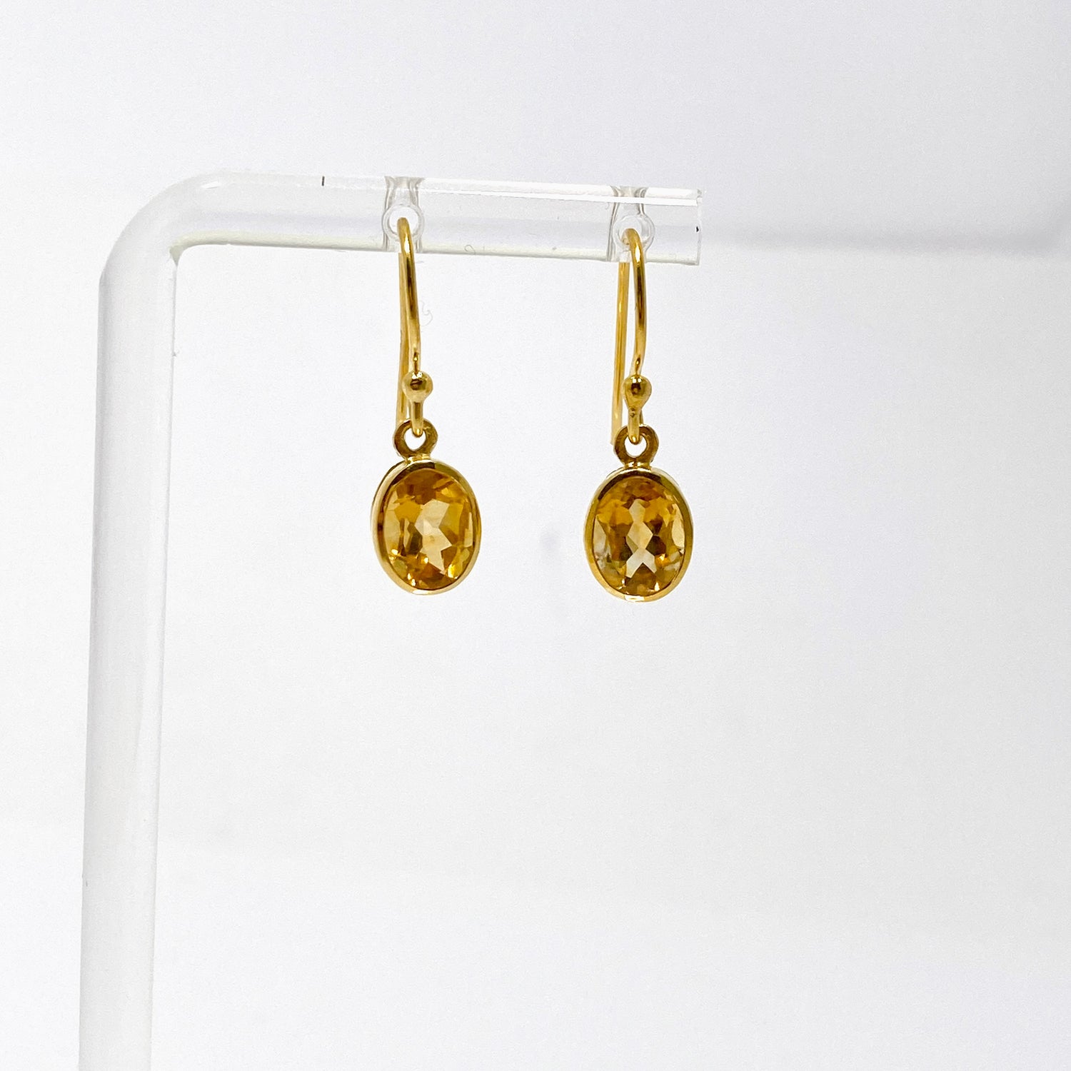 Gemstone Oval Faceted 1 micron Gold Plated Channel Set Drop Earrings PEGJ365