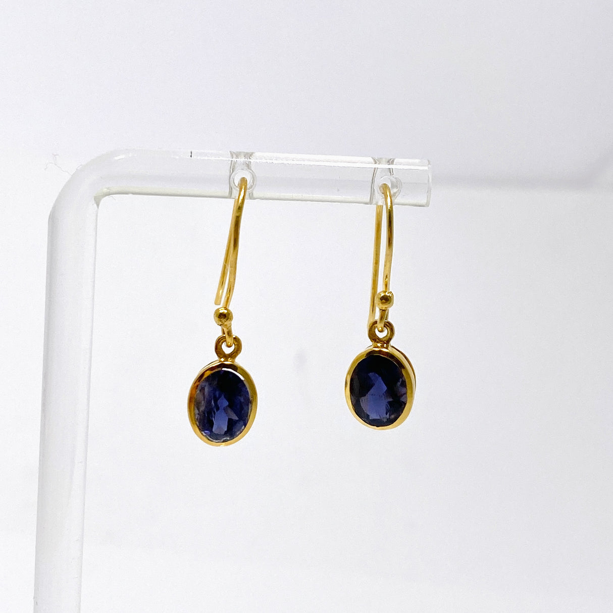 Gemstone Oval Faceted 1 micron Gold Plated Channel Set Drop Earrings PEGJ365