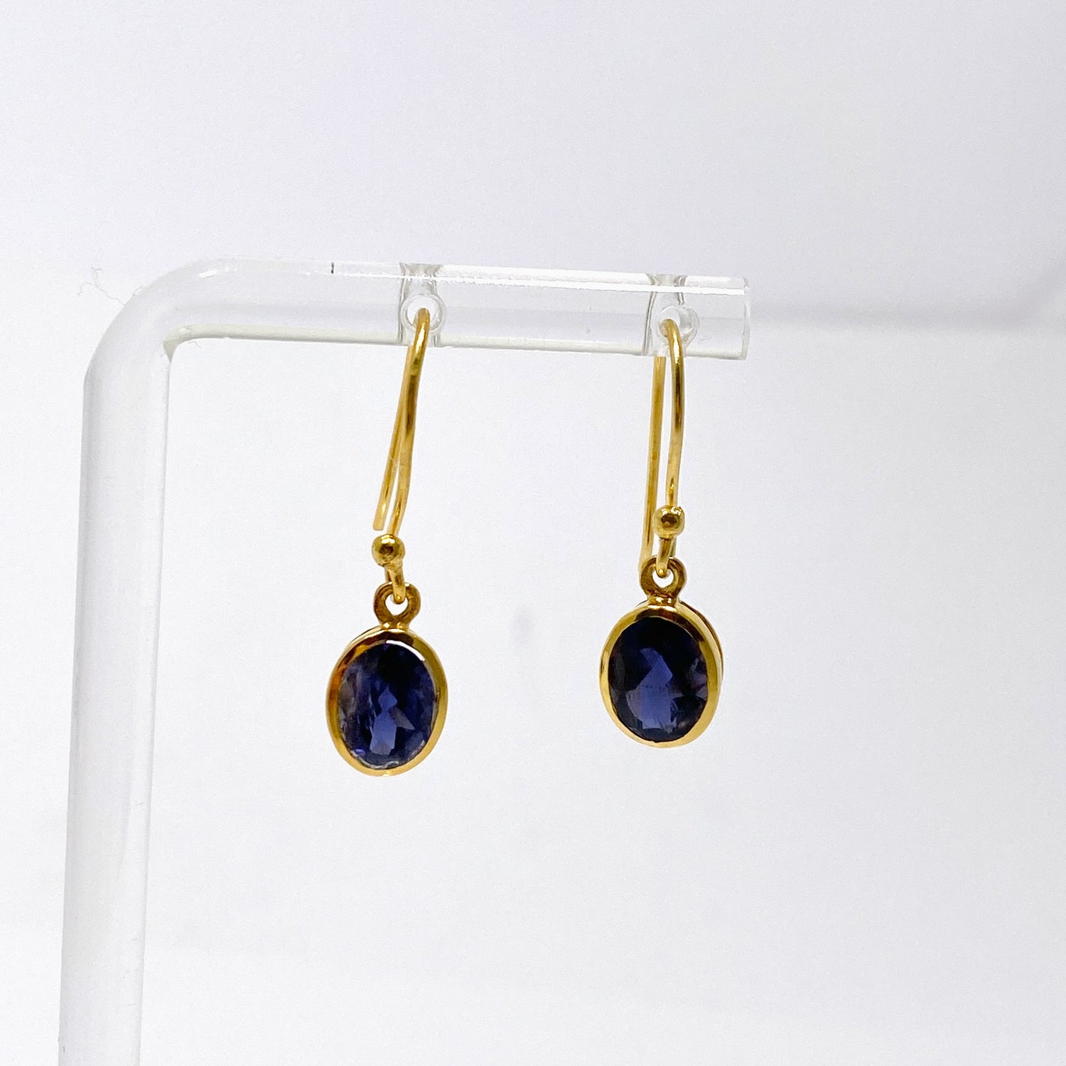 Gemstone Oval Faceted 1 micron Gold Plated Channel Set Drop Earrings PEGJ365