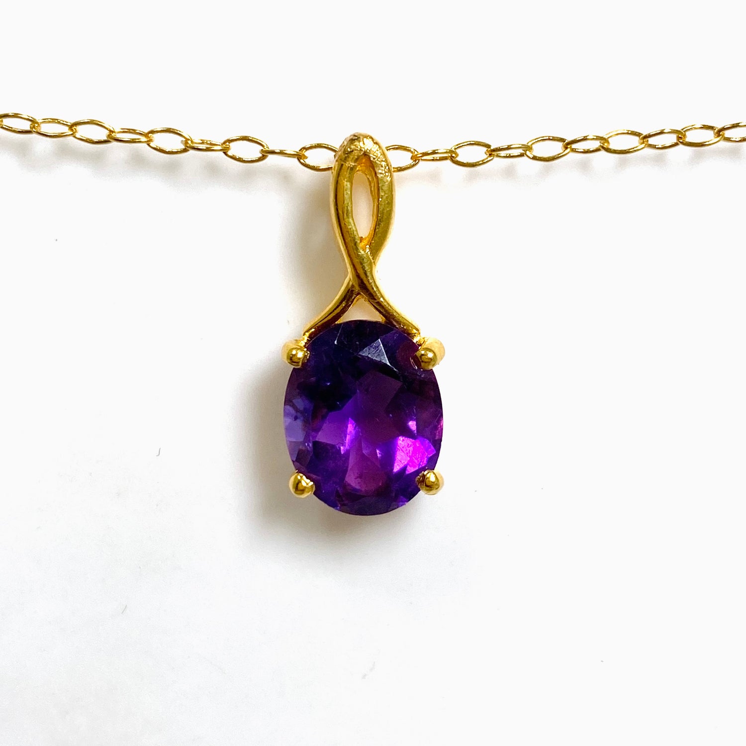 Gemstone Oval Faceted Claw Set 2.5 Micron Gold Plated Pendant PPGJ1222