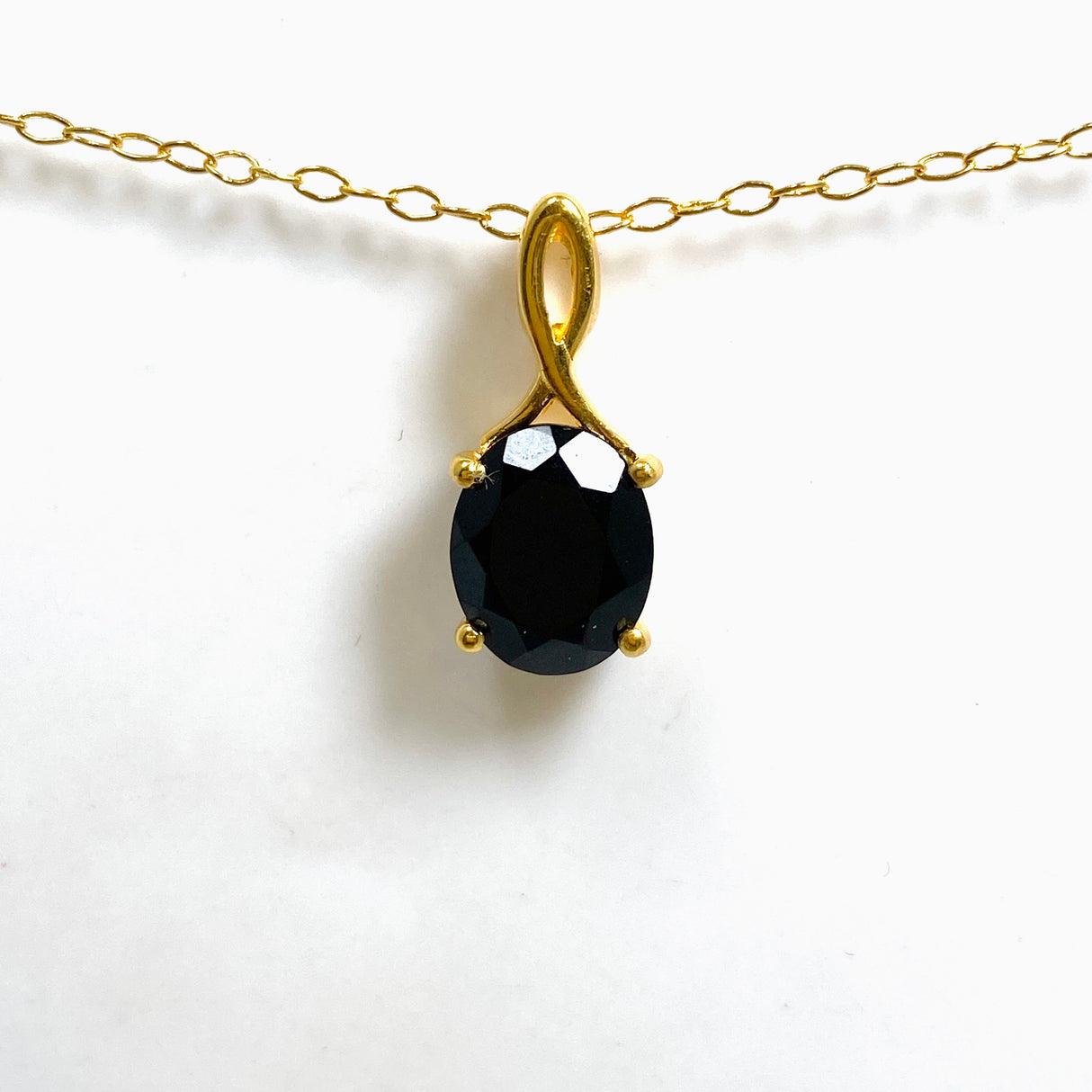 Gemstone Oval Faceted Claw Set 2.5 Micron Gold Plated Pendant PPGJ1222