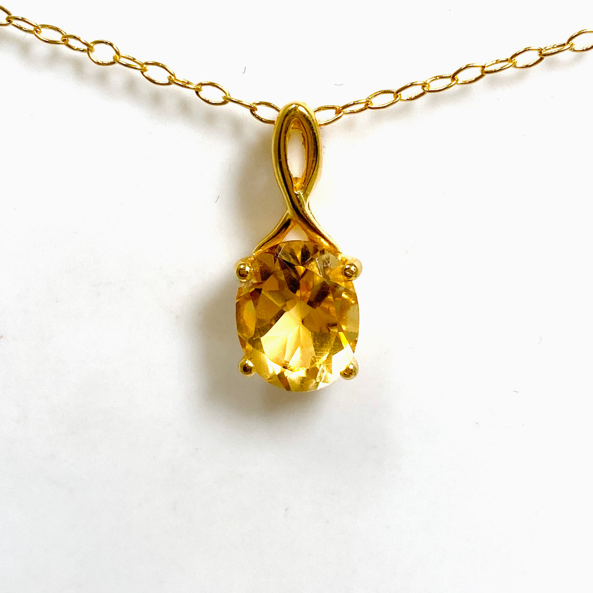 Gemstone Oval Faceted Claw Set 2.5 Micron Gold Plated Pendant PPGJ1222