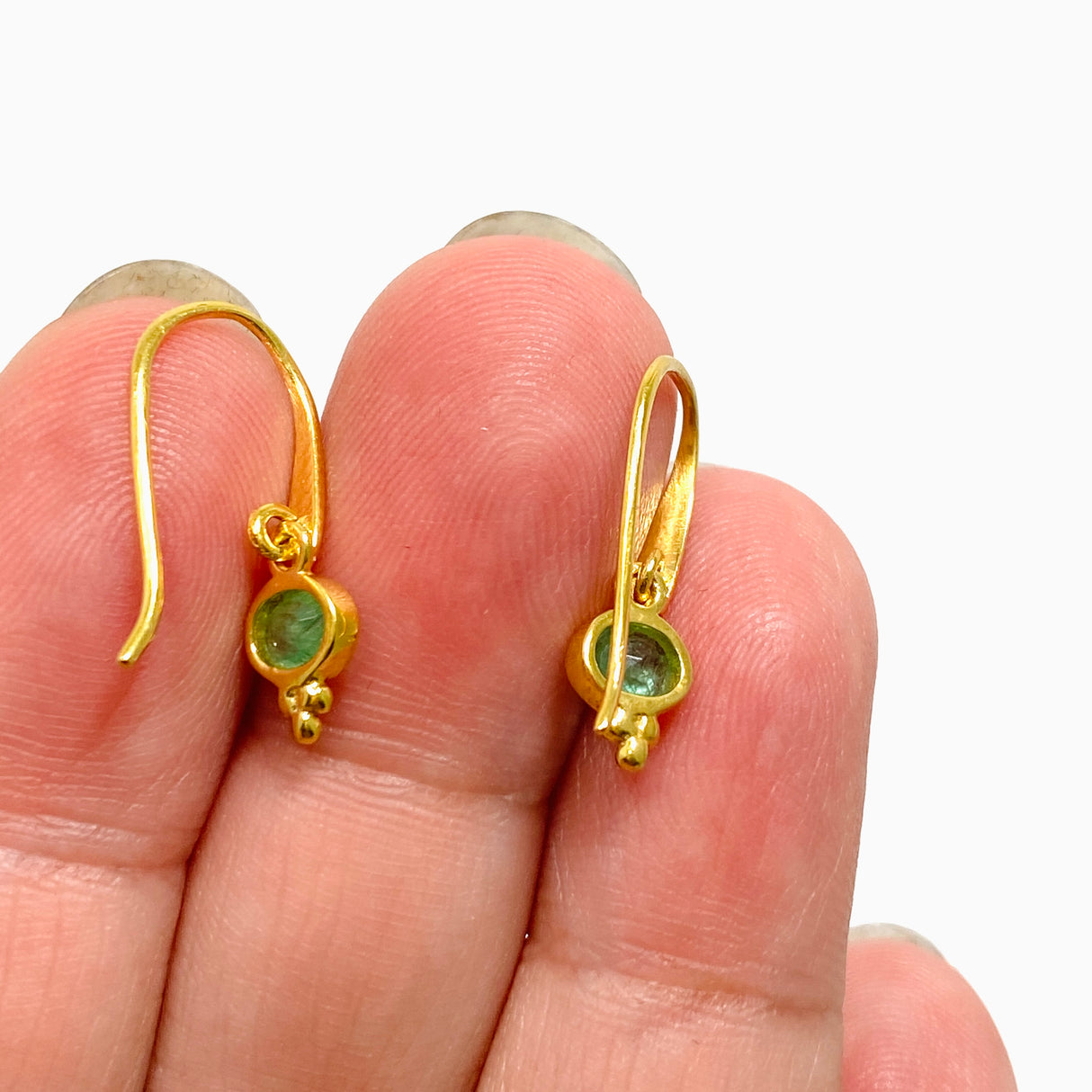 Gemstone Oval Faceted Decorative 1 micron Gold Plated Drop Earrings PEGJ374
