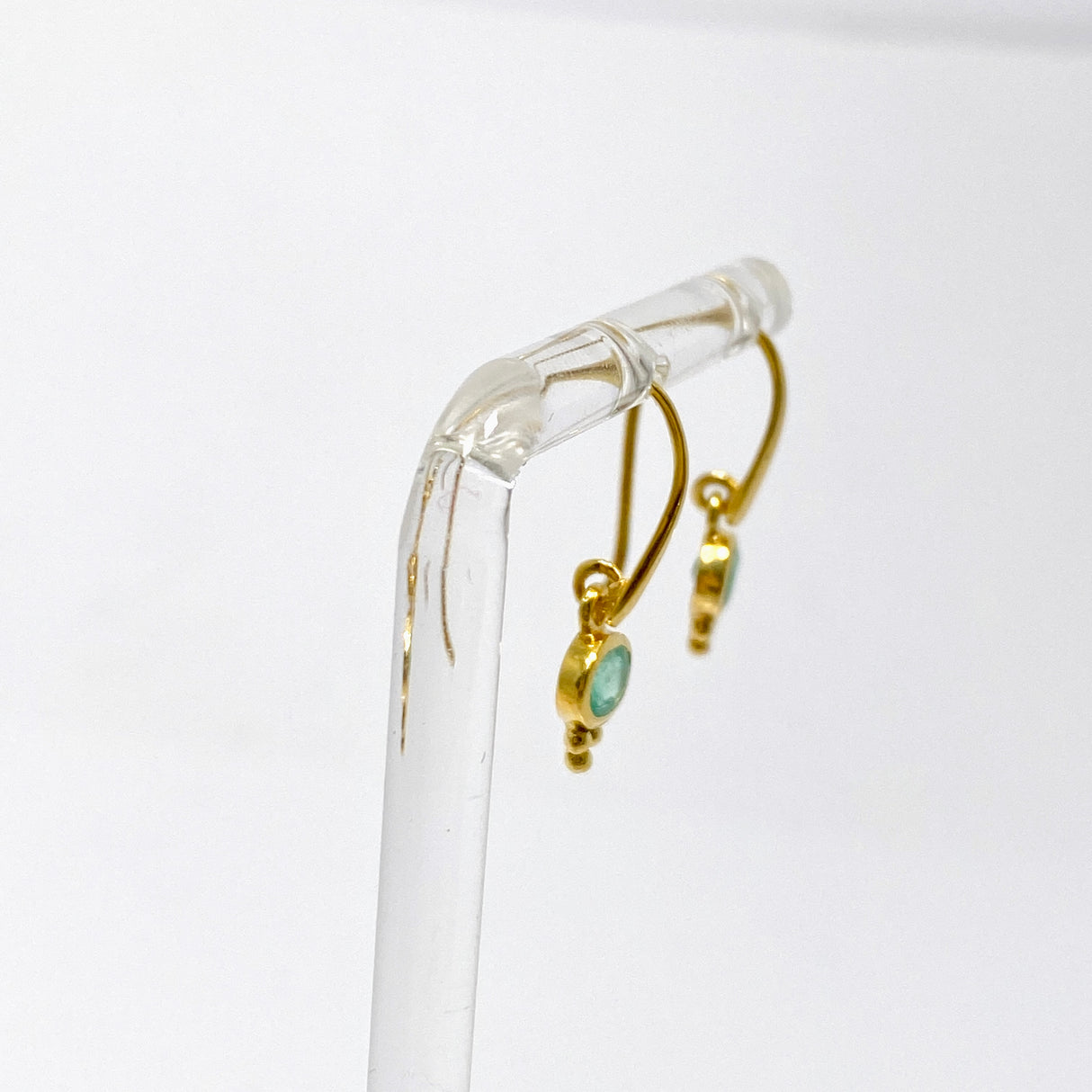 Gemstone Oval Faceted Decorative 1 micron Gold Plated Drop Earrings PEGJ374