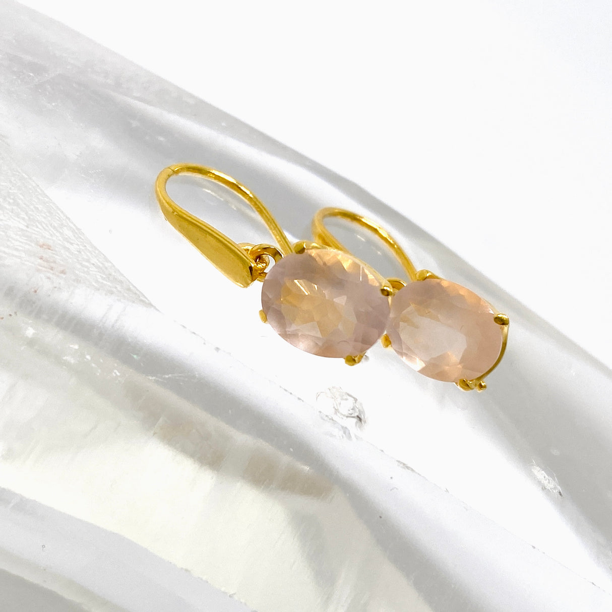 Gemstone Oval Faceted 1 micron Gold Plated Claw Set Drop Earrings PEGJ370