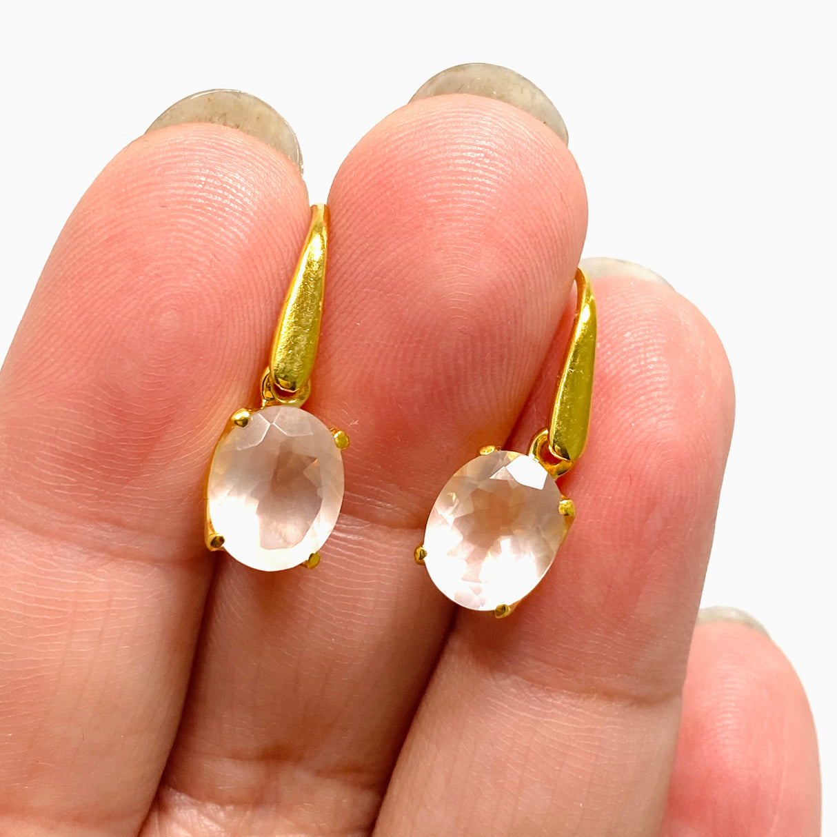 Gemstone Oval Faceted 1 micron Gold Plated Claw Set Drop Earrings PEGJ370