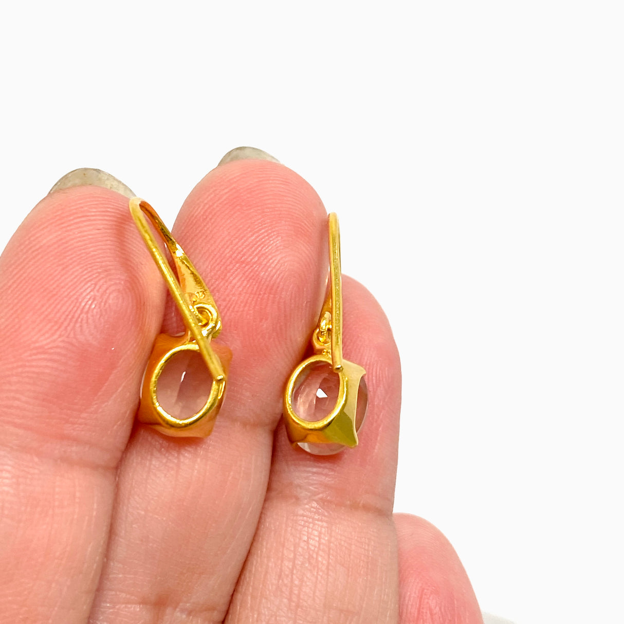 Gemstone Oval Faceted 1 micron Gold Plated Claw Set Drop Earrings PEGJ370