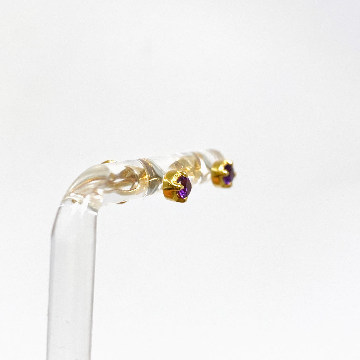 Gemstone Round Faceted 1 micron Gold Plated 4 claw Set Stud Earring 3mm PSE039