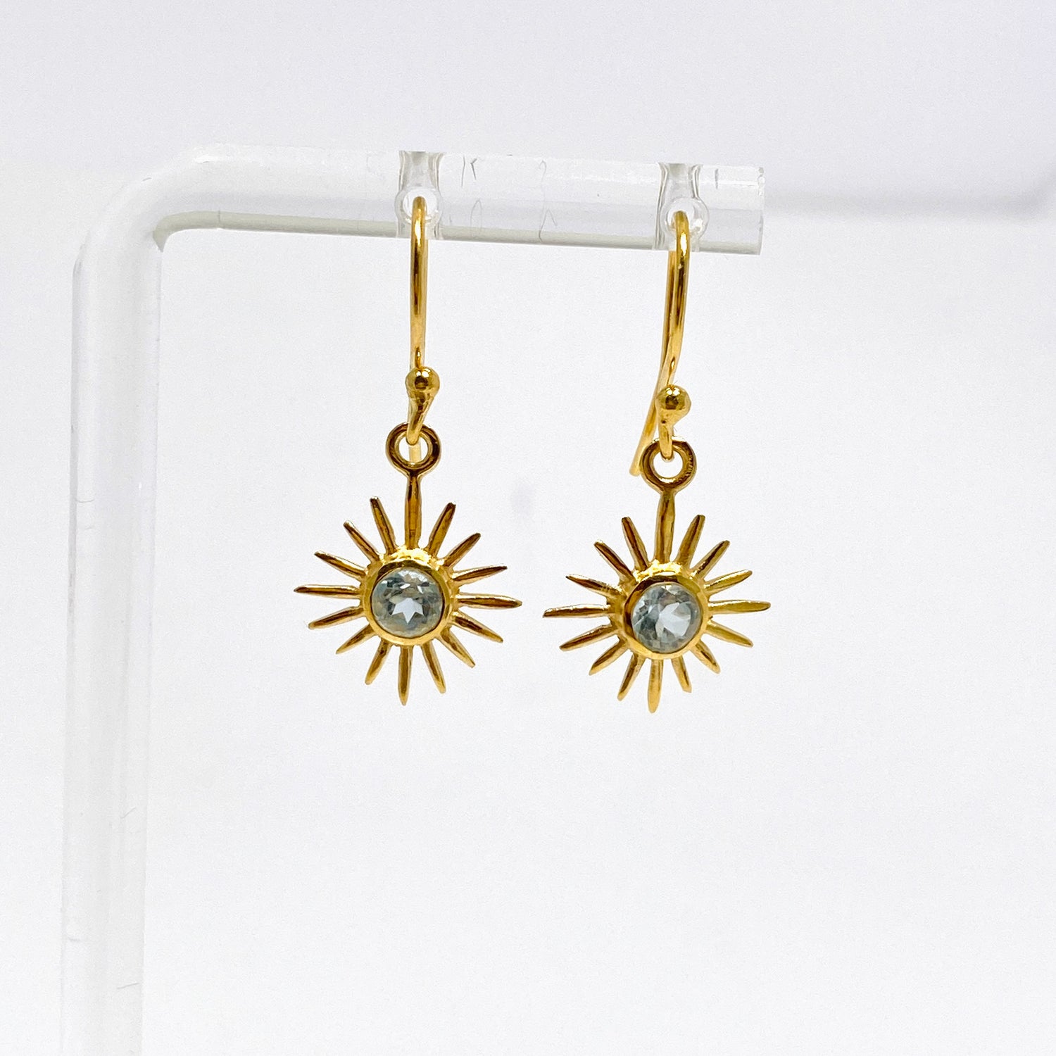 Gemstone Round Faceted Sun 1 micron Gold Plated Earrings PEGJ373