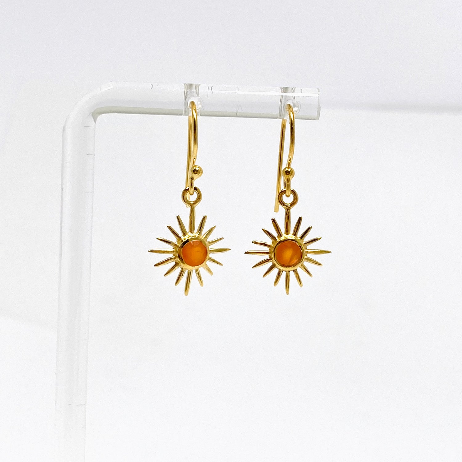Gemstone Round Faceted Sun 1 micron Gold Plated Earrings PEGJ373