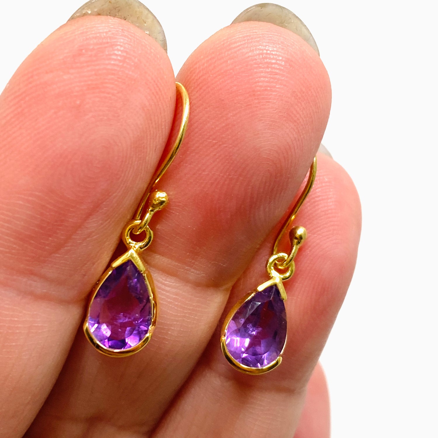 Gemstone Teardrop Faceted 1 micron Gold Plated Channel Set Drop Earrings PEGJ366