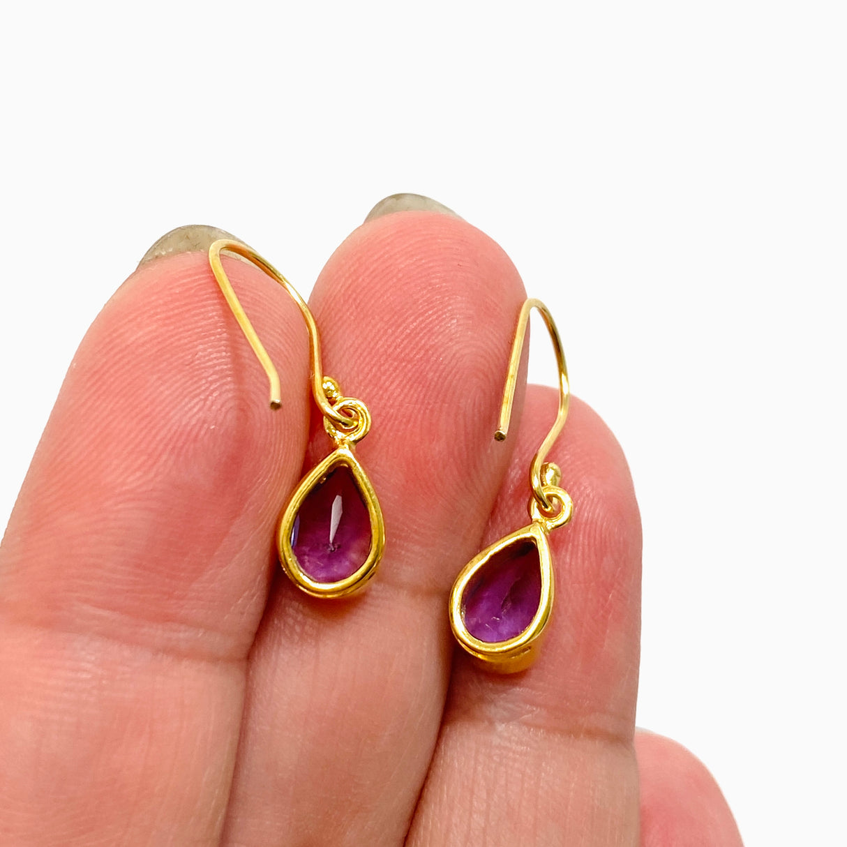 Gemstone Teardrop Faceted 1 micron Gold Plated Channel Set Drop Earrings PEGJ366