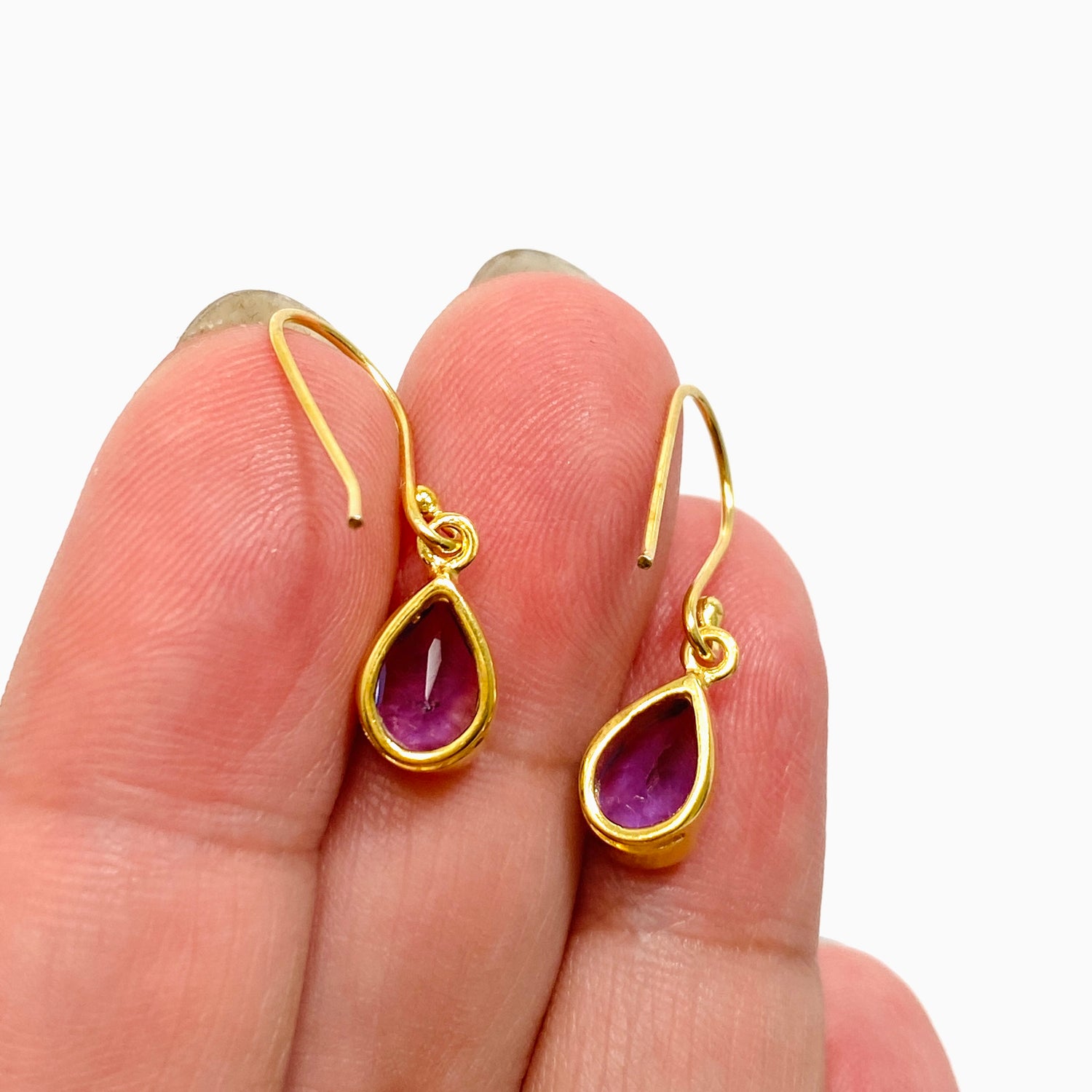 Gemstone Teardrop Faceted 1 micron Gold Plated Channel Set Drop Earrings PEGJ366