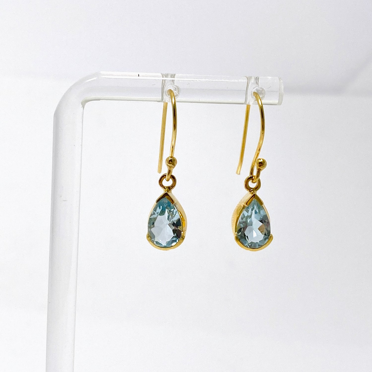 Gemstone Teardrop Faceted 1 micron Gold Plated Channel Set Drop Earrings PEGJ366