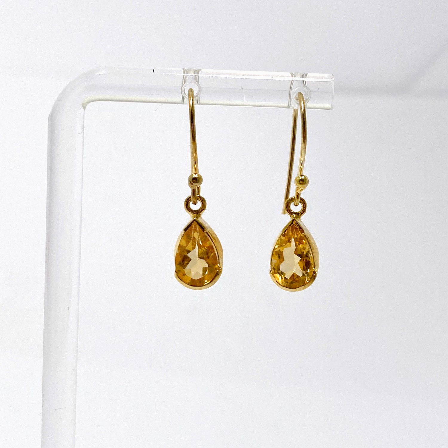 Gemstone Teardrop Faceted 1 micron Gold Plated Channel Set Drop Earrings PEGJ366