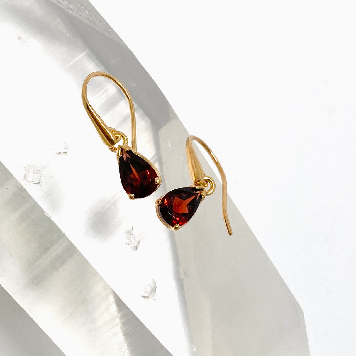 Gemstone Teardrop Faceted 1 micron Gold Plated Claw Set Drop Earrings PEGJ369