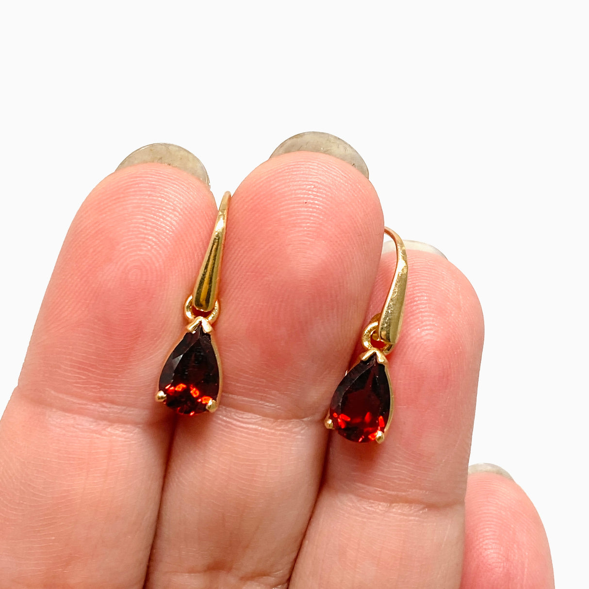 Gemstone Teardrop Faceted 1 micron Gold Plated Claw Set Drop Earrings PEGJ369
