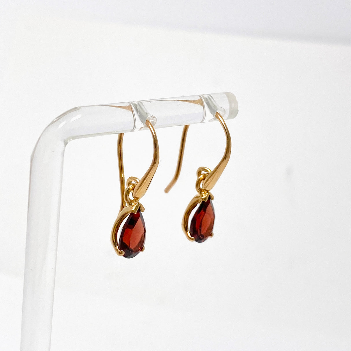 Gemstone Teardrop Faceted 1 micron Gold Plated Claw Set Drop Earrings PEGJ369