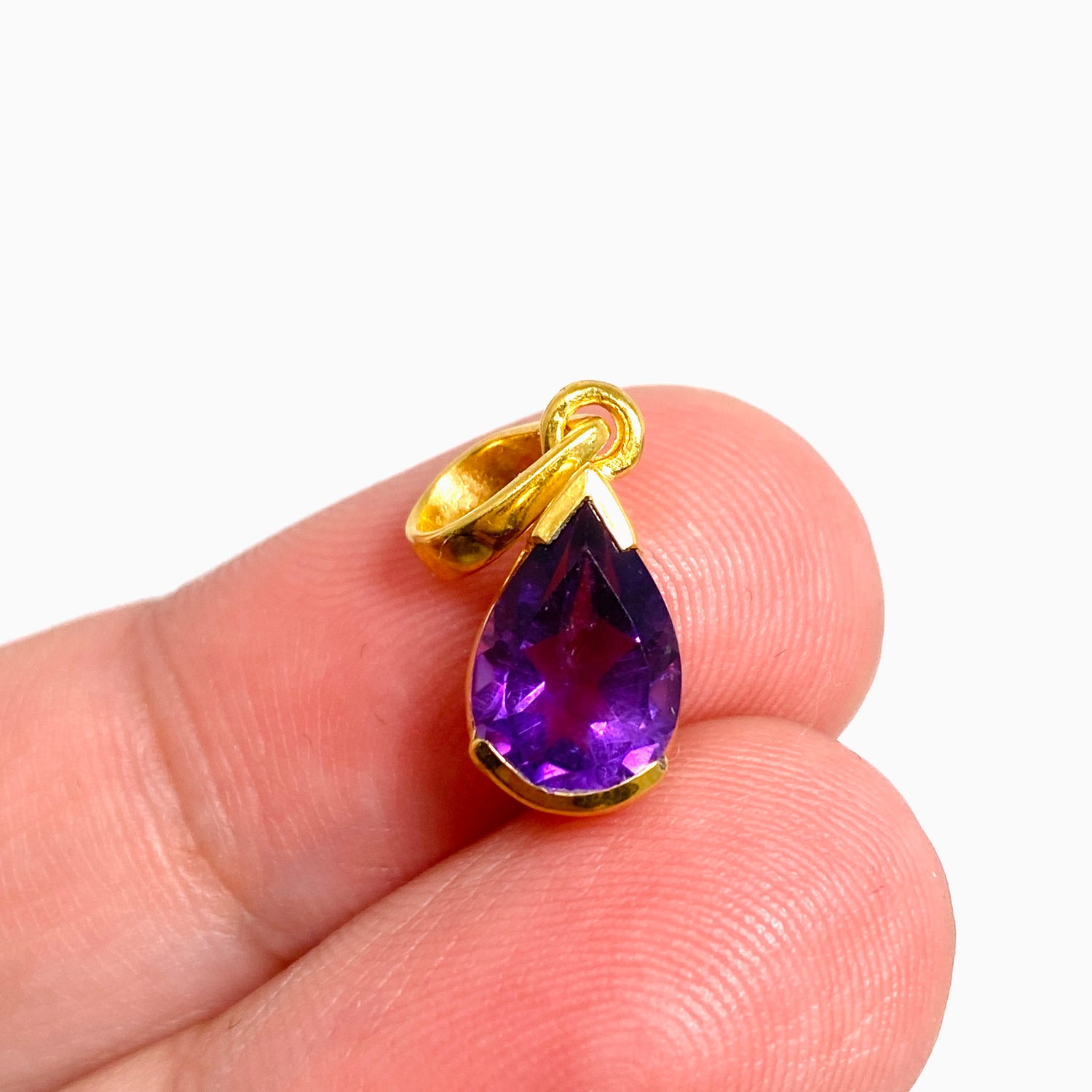 Gemstone Teardrop Faceted Channel Set 2.5 Micron Gold Plated Pendant PPGJ1223