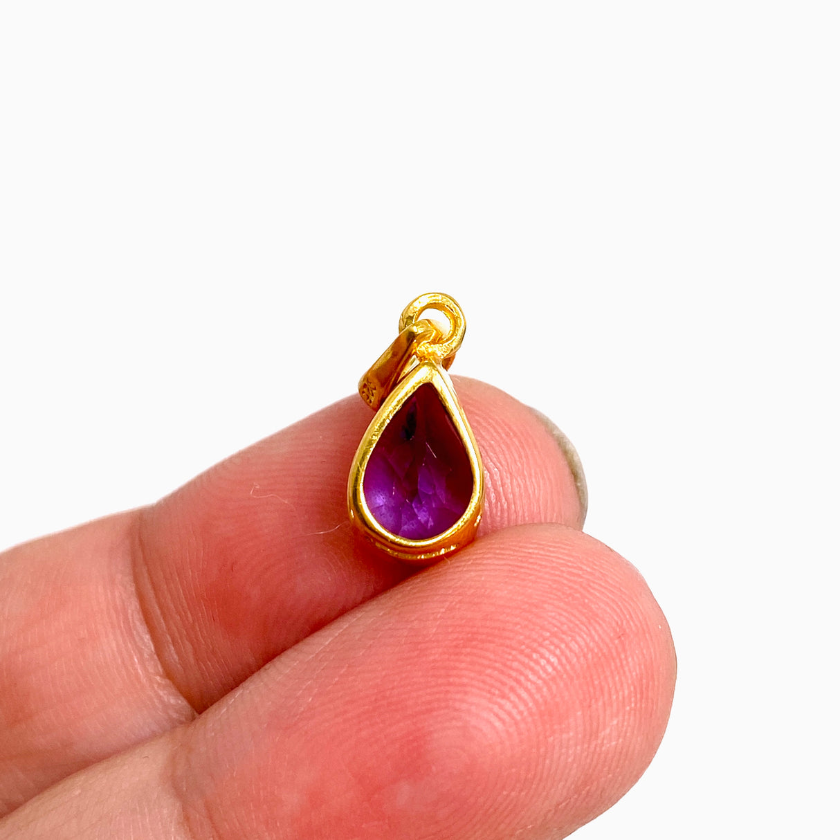 Gemstone Teardrop Faceted Channel Set 2.5 Micron Gold Plated Pendant PPGJ1223