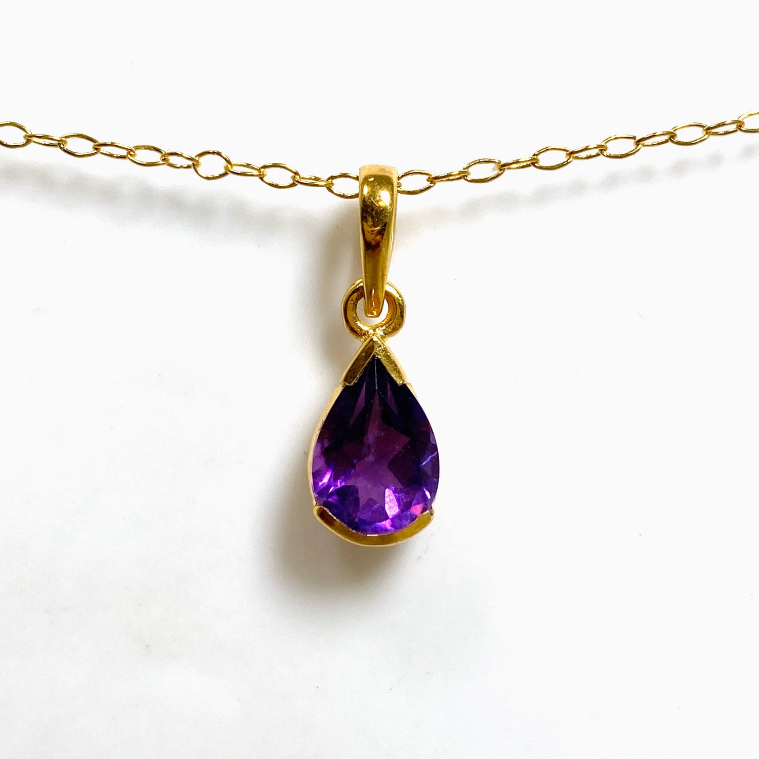 Gemstone Teardrop Faceted Channel Set 2.5 Micron Gold Plated Pendant PPGJ1223